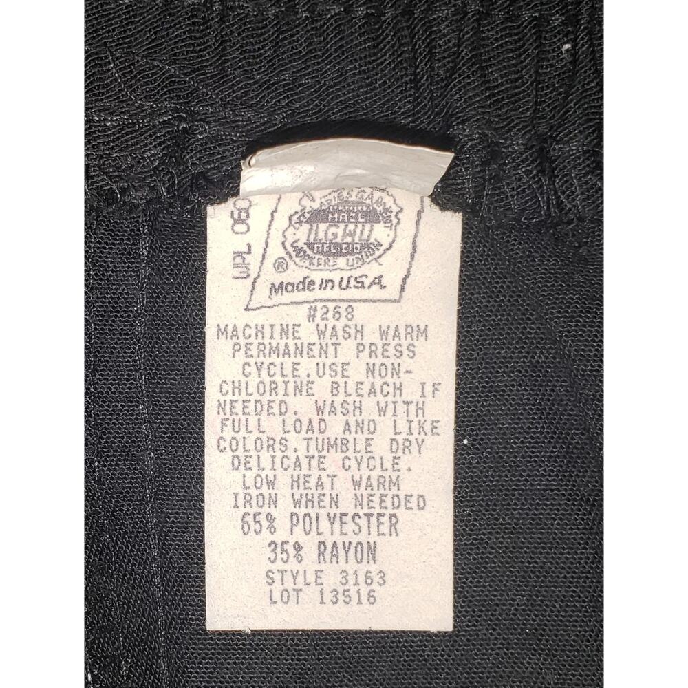 Vintage 70s ILGWU Black Midi Skirt 10 Union Made High Waist Dark Academia Goth - Picture 4 of 8